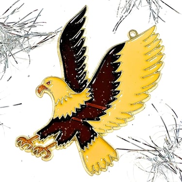 VINTAGE: 1980s - Retro Metal and Resin Eagle Ornament - Faux Stain Glass - Sun Catchers - Gift - SKU 15-E2-00033292 