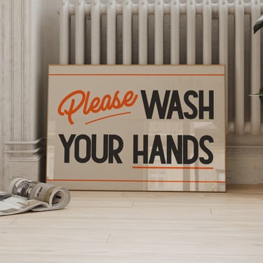 Please Wash Your Hands Retro A4 Print