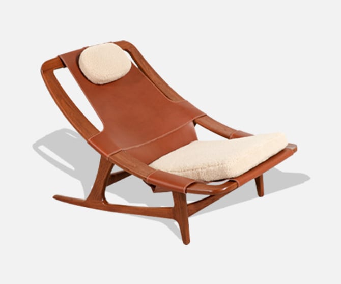 Arne Tidemand Ruud Cognac Leather & Shirley Sheep Skin Lounge Chair