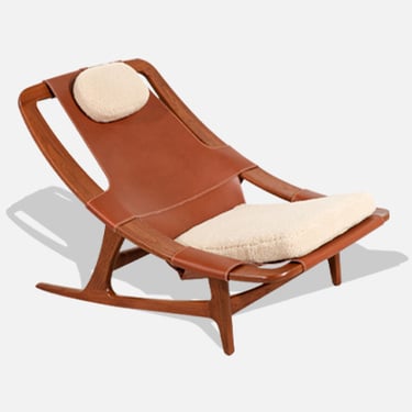 Arne Tidemand Ruud Cognac Leather & Shirley Sheep Skin Lounge Chair