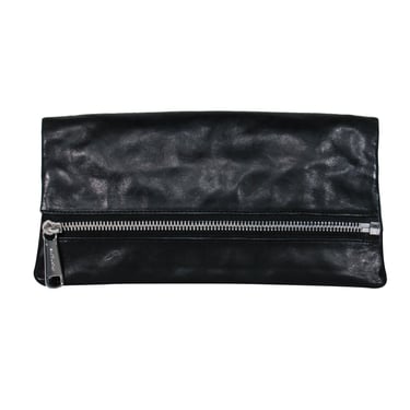 Joy Gryson - Black Leather Clutch w/ Zipper Detail