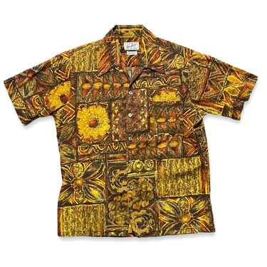 Vintage 1960s DON LOPER Sport Shirt ~ M ~ Hawaiian ~ Spread / Butterfly / Loop / Camp Collar ~ Rockabilly / Tiki / Atomic / VLV 