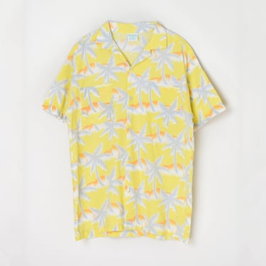 Vintage 90s Tropicana Yellow & Gray Hawaiian Shirt - tropical, surfer, vacation, made in usa - Men's S 