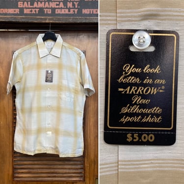 Vintage 1960’s -Deadstock- “Arrow” Loop Collar Mod Rockabilly Short Sleeve Summer Shirt, 60’s Vintage Clothing 