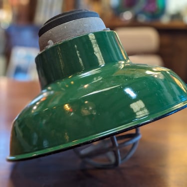 Enameled Green Warehouse Light Shade