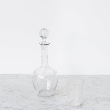 Etched Bar Carafe with Blown Glass Tumbler