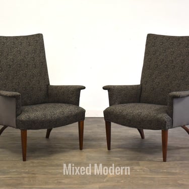 Mid Century Mahogany Lounge Chairs - A Pair 