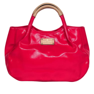 Kate Spade - Hot Pink Patent Leather Round Handbag w/ Leather Trim