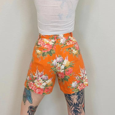 Ralph Lauren Linen Floral Trouser Shorts / Size 24 