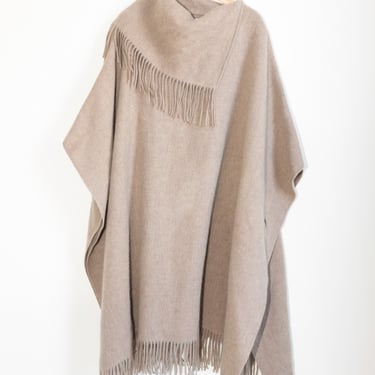 Long Turtlo Fringe Poncho in Grey/Brown Milange