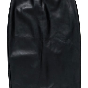 Theory - Black Faux Leather Pencil Skirt w/ Back Slit Sz 2