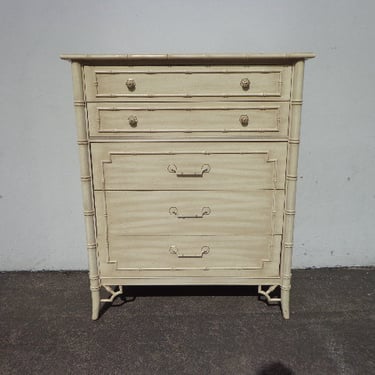 Vintage Tall Dresser Faux Bamboo Thomasville Allegro Bedroom Console Chest Drawers Regency Chinoiserie Boho Chic Campaign CUSTOM PAINT Avail 