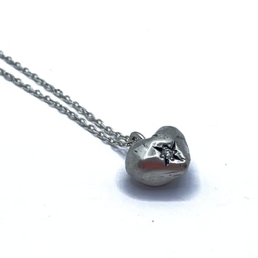 Sonja Fries | Sterling Silver Diamond Heart Necklace w/ Sterling Silver Chain