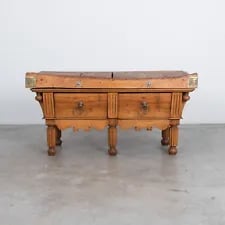 Antique French Louis Philippe Butcher Block Kitchen Island Counter Work Table