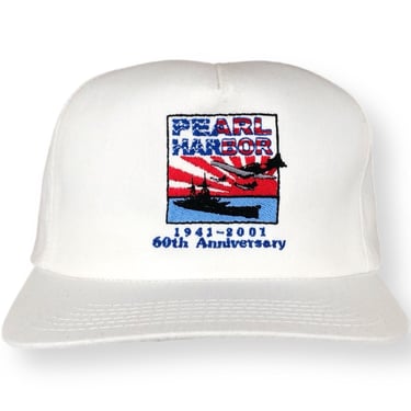 Vintage 2001 Pearl Harbor Hawaii 60th Anniversary Embroidered Snapback Hat Cap 