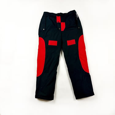 1990s Triple Fat Goose Down Puffer Pants / Red and Black / Winter / Large / Puff Pants / Streetwear / Biggie / Checker / L / Novelty / Warm 