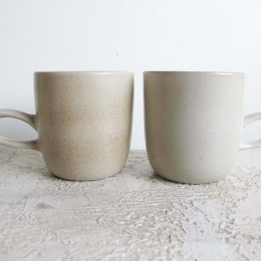 Vintage Heath Ceramic Studio Mugs Pair of 2 - Heath Coupe Sand Beige Ceramic Mugs 
