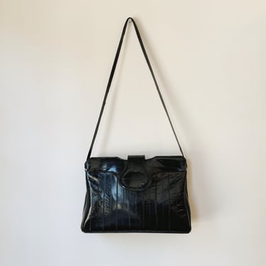 Glossy Black Eel Leather Purse