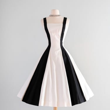 Vintage 1950's Black & White Cotton Dress by Jonny Herbert / SM