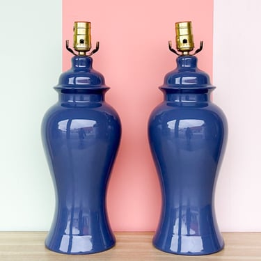 Pair of Sky Blue Ginger Jar Lamps