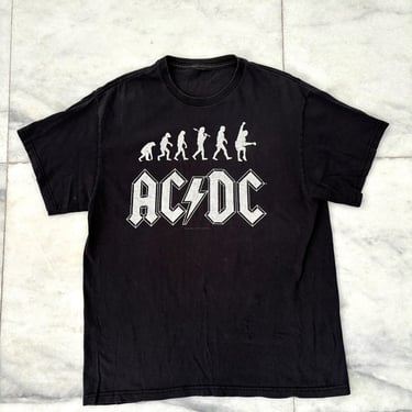 Vintage 90s ACDC Tour T-Shirt Black Large Band Tee Cotton Short Sleeve 