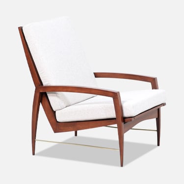 Dan Johnson High-Back Lounge Chair with Brass Accents for Selig