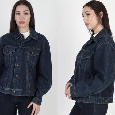 1970s Levis Type 3 Denim Trucker Jacket, 2 Pocket Dark Indigo Mens Coat Size 44 