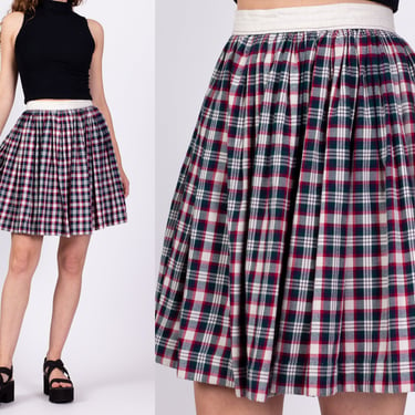 70s Plaid Mini Circle Skirt - Small, 25