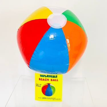 Vintage 1970s Retro MOD Pop Art NOS Inflatable Plastic Rainbow Beach Ball Taiwan 