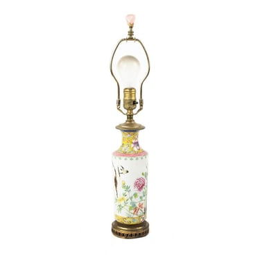 Chinese Qing Dynasty Porcelain Famille Rose Converted Vase Lamp 