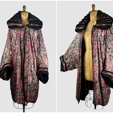 COCOONINGVintage 20s Cocoon Opera Coat | 1920s Poppy Floral Lame Metallic Brocade  & Velvet | Flapper Art Deco, Great Gatsby 30s | Sz Medium 