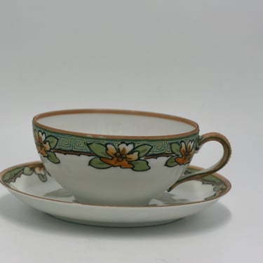 vintage nippon art deco teacup and saucer 