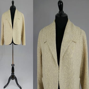 50s Short Peerless Wool Coat - Light Beige and Gray - Vintage 1950s - S M 