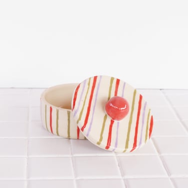 Striped Ceramic Storage Container 