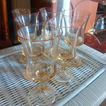 VINTAGE Misty Yellow Water Glasses, Elegant Wine Glasses, Home Decor Set of (6)  5 3/4