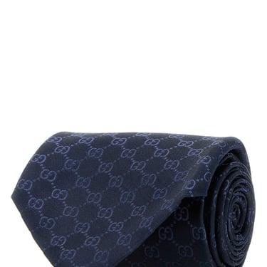 Gucci Men Dark Blue Silk Tie