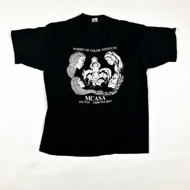 1990s Women of Color Institute T Shirt / Single Stitch / XL / Fruit of the Loom / Black Shirt / Cotton / Afrocentric / Feminist / Vintage 