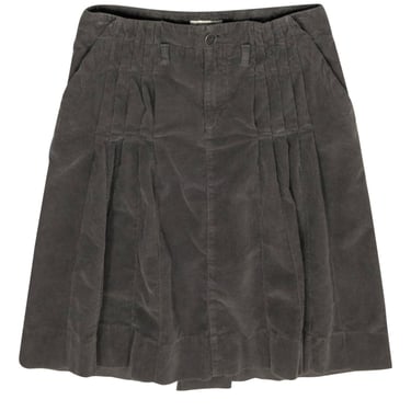 Burberry - Green Corduroy Pleated Knee Skirt Sz 4