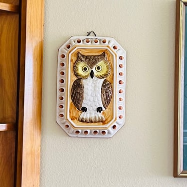 Vintage Owl Wall Hanging Ceramic Pottery 