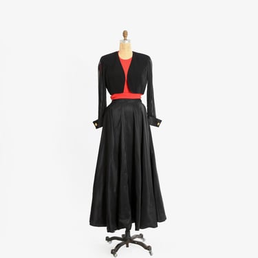 Vintage 40s black satin skirt 