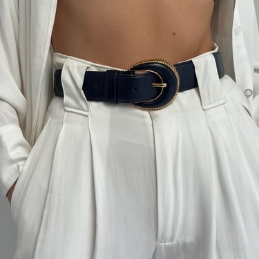 w.kleinberg Suede Belt with Oring Buckles Navy / 34