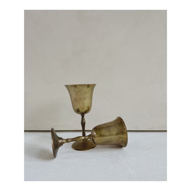 Vintage unlaquered raw brass glasses goblets Vessel Vase, Organic Minimalist Rustic Vase, Centerpiece, Vintage Shelf Decor, bar ware drink 
