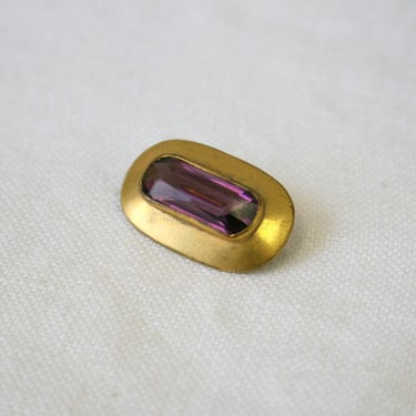 Antique Amethyst Glass Small Oval Brooch 