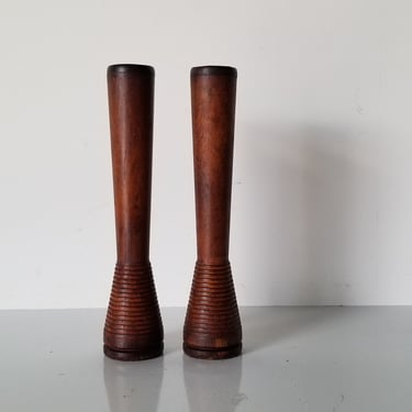 Vintage Wooden Spool Candle Holders - a Pair 