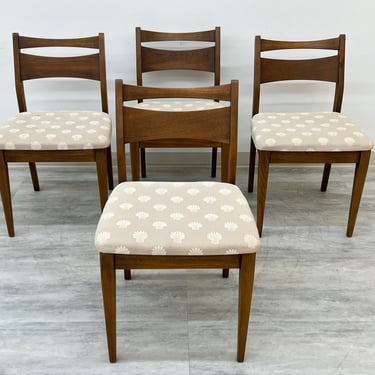 Mid-Century Modern Walnut Dining Chairs ~ Set Of 4  (SHIPPING NOT FREE) 