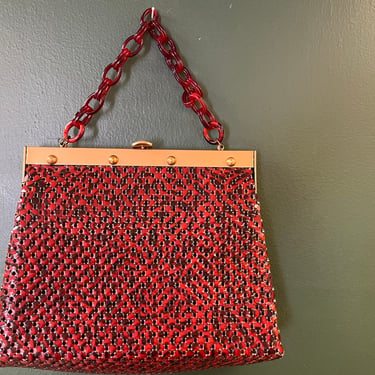 Whiting and Davis mesh purse 1960s red and black alumesh handbag 