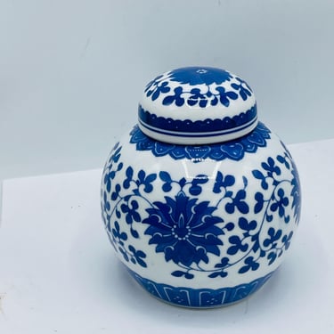 Vintage 3 PC Blue & White Porcelain Phoenix Ginger Spice   Jar 5