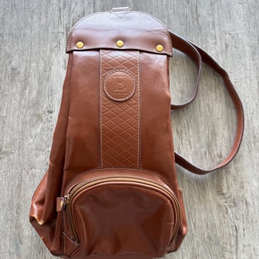 Vintage E Collection Men’s Sling Bag Backpack Crossbody Leather Cognac Tan 