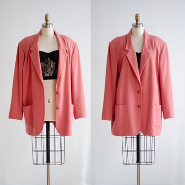 pink wool jacket 80s 90s plus size vintage oversized wool blazer 
