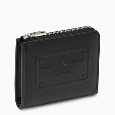 Dolce&Gabbana Black Leather Card Holder With Logoed Plaque Men